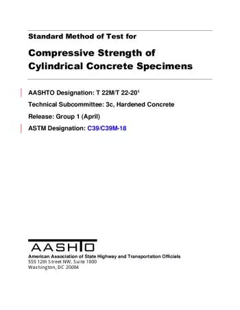 standard test method for compressive strength of cylindrical concrete specimens|aashto t22 pdf.